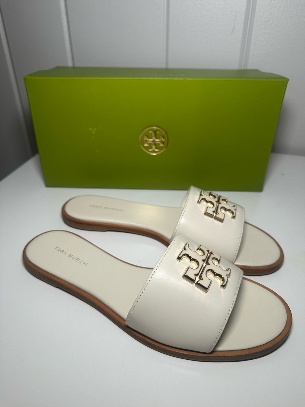 Tory Burch New Ivory Everly Slides